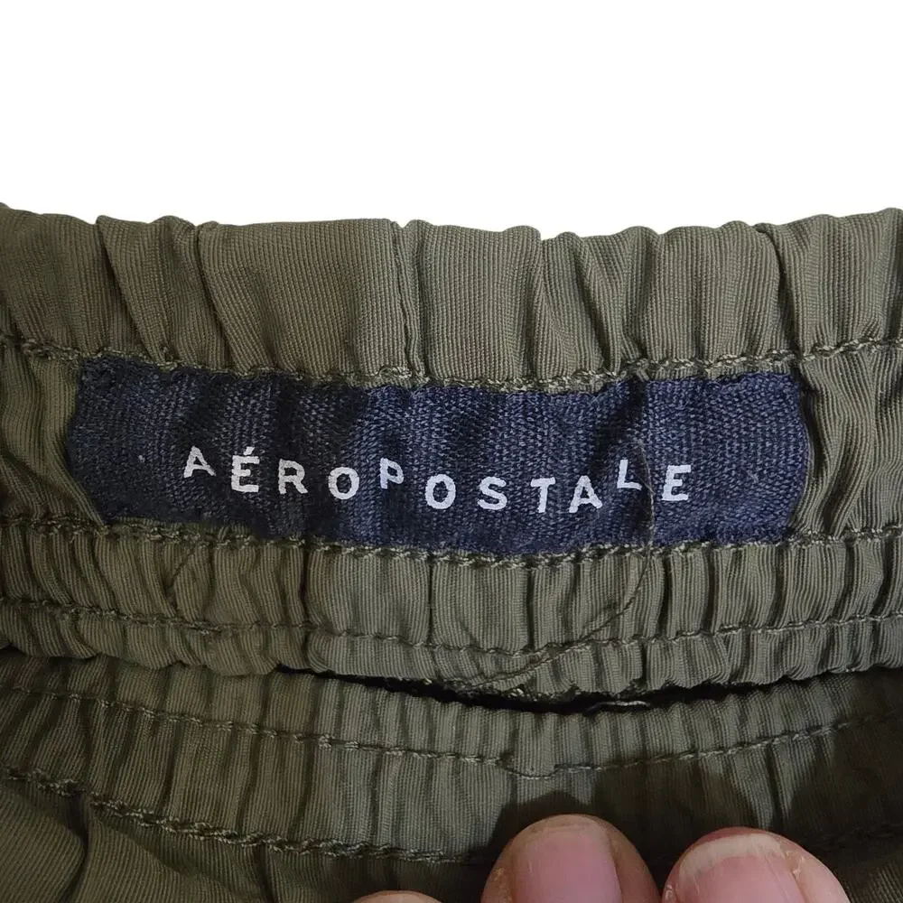 Aeropostale Mens Olive  Shorts Black Draw String Waist Pristine Sz Large Pockets